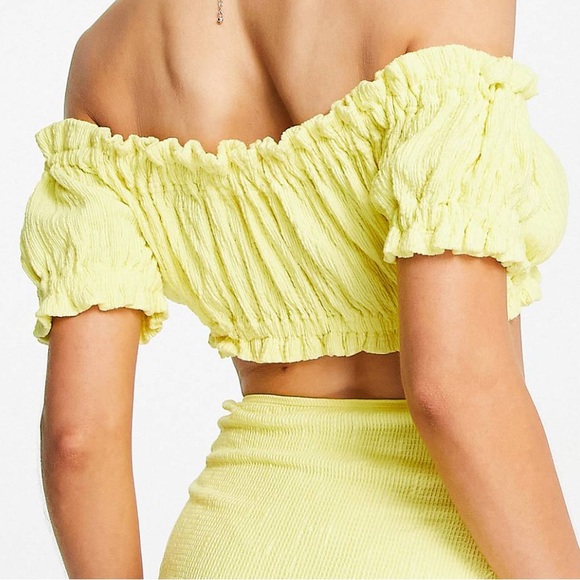 🍋 ASOS Milkmaid Bardot textured off shoulder bikini top - Picture 2 of 4